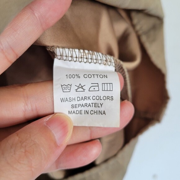 Toby Heart Ginger 100% Cotton Green Tan Smocked Short Sleeve Faux Suede Blouse - Picture 9 of 11